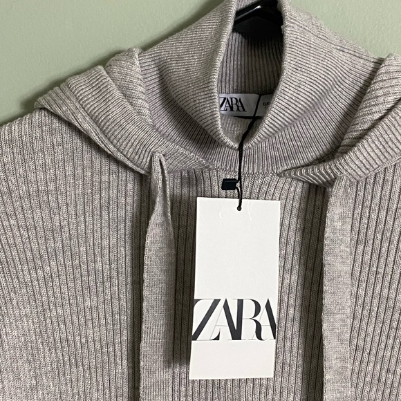 NWT ZARA COWL NECK SWEATER HOODIE WITH FRONT DRAWSTRINGS SIZE MEDIUM - Picture 6 of 10